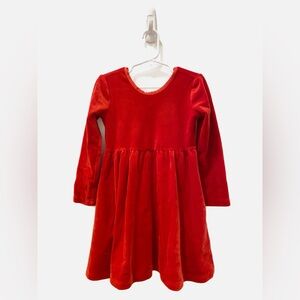 Hanna Andersson Velour Super Soft Skater Dress in Red - Size 4T